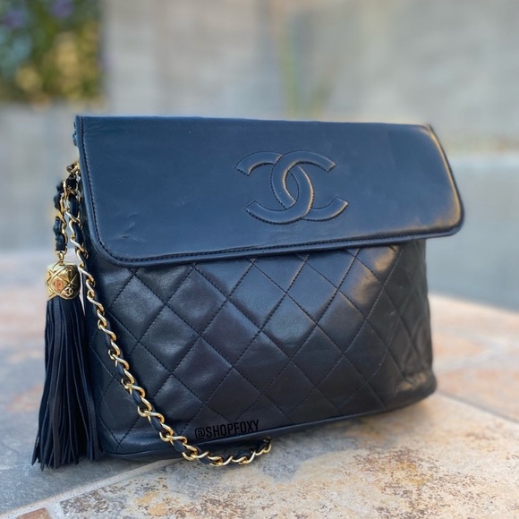 CHANEL Handbags - SOLD Chanel Timeless Vintage Diamond Quilted Flap Tassel Bag